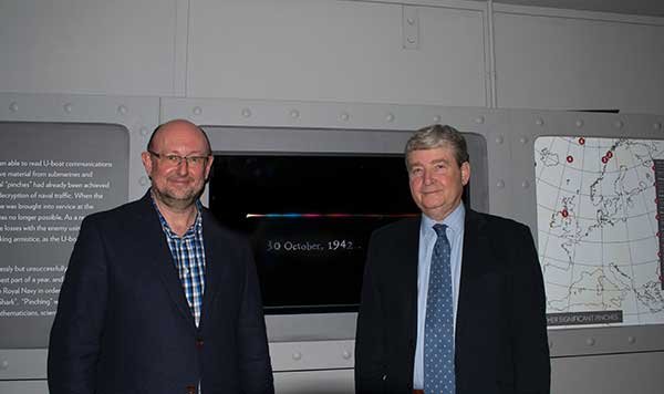 Phil Shanahan (left), managing editor of Enigma Communications, pictured at unveiling of exhibition with Tony Fasson, named after his uncle.