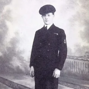 NAAFI canteen assistant Tommy Brown who helped capture Enigma codebooks from a sinking U-boat in World War 2.