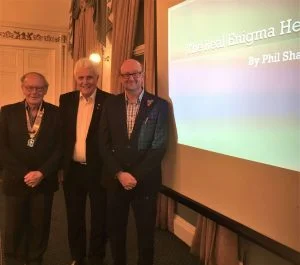 Phil Shanahan, author of The Real Enigma Heroes, pictured with Tim Wadsworth president of Lichfield St Chad Rotary Club and Keith Eagland group’s speakers secretary. 